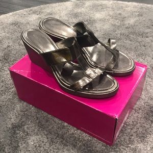 Silver Heeled Sandals Wedges